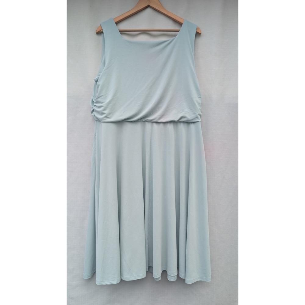 Lands End Mint Green Sleeveless Blouson Fit and Flare Midi Dress Plus 1X 16W-18W